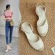 French Sandals Women's Buckle Platform Vintage Fisherman Shoes Woven Toe High Heel Fashion Bohemian Sandals Wedge Heel