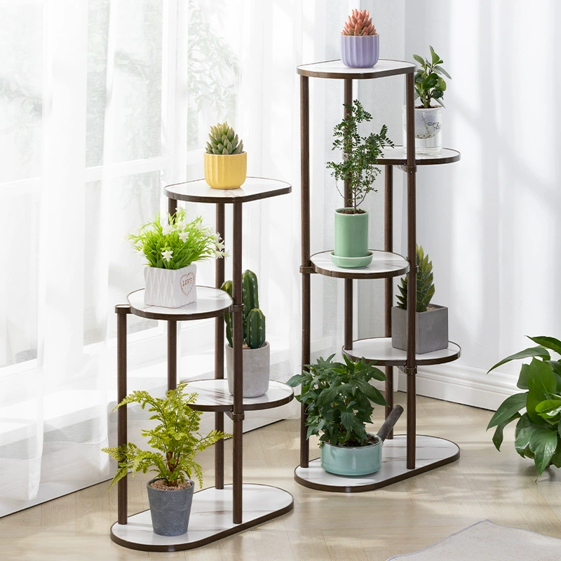 Цветочная полка Гостиная Напольная стеллаж для хранения Расположение балкона Простой современный стеллаж для цветочных горшков Стеллаж для хранения растений из цельного дерева