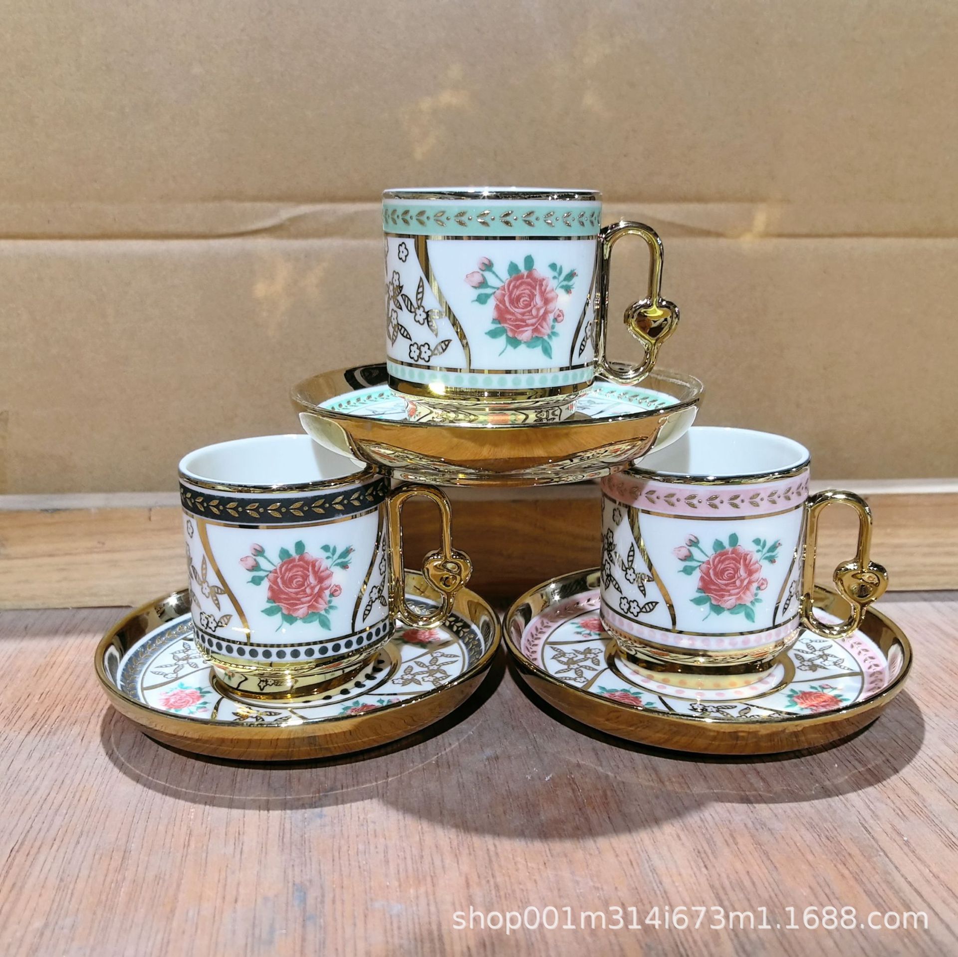 Creativo 6 tazas 6 platos recto galvanizado cerámico tazas de café pequeñas tazas de plato tazas de plato set tamaño de té de la tarde regalos set de té