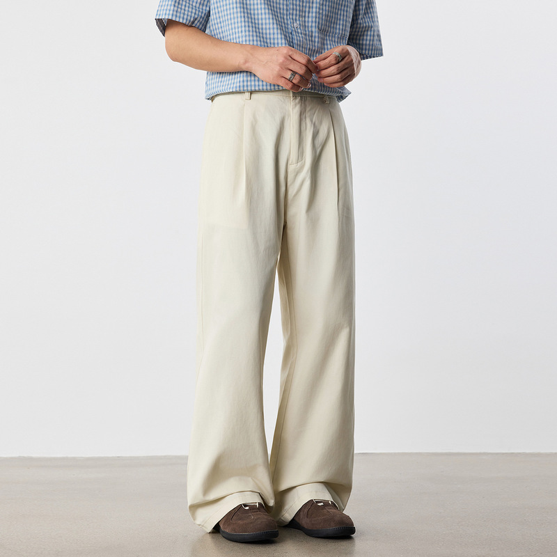 Ot Men's Summer Thin Straight-Leg Casual Trousers Men's Linen Lyocell Drapey Loose Breathable Work Pants