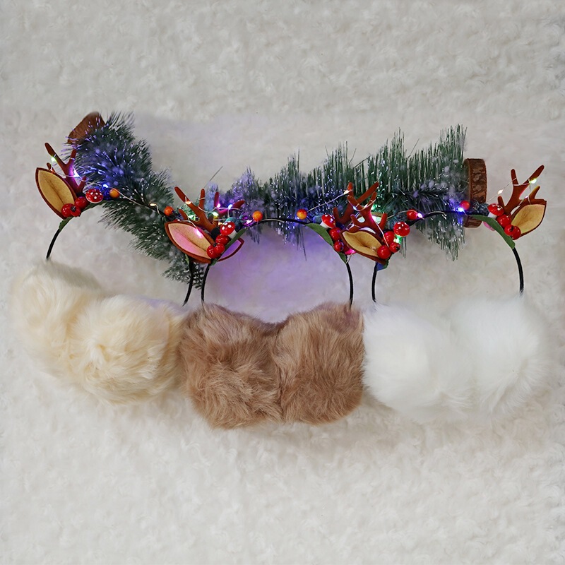 Christmas Light-Up Antler Earmuffs Led Colorful Light Earmuffs Cute Ear Warmers Glowing Ear Covers Ear Wraps Winter Wholesale Christmas Light-Up Antler Earmuffs Led Colorful Light Earmuffs Cute Ear Warmers Glowing Ear Covers Ear Wraps Winter Wholesale