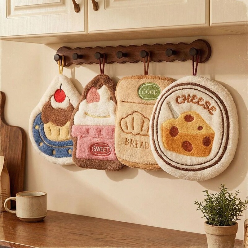 Deodorizing hand towel, hanging towel, quick-drying, stylish design, thick handkerchief, cute kitchen hand towel, absorbent for bathroom use