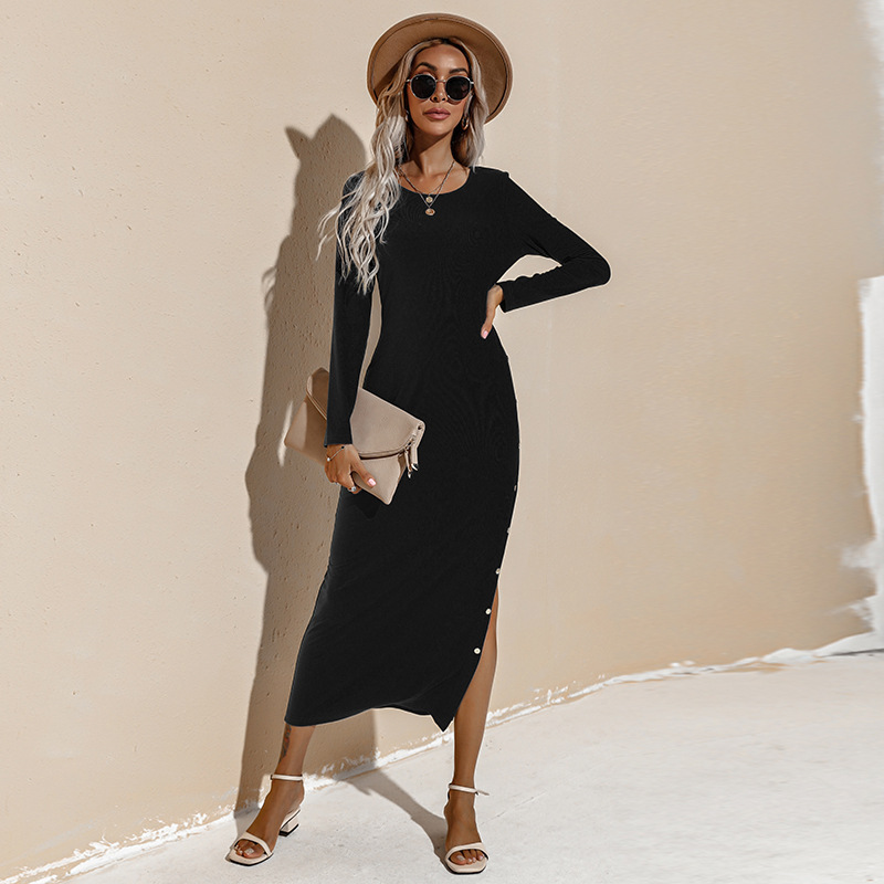 women s solid color long-sleeved dress nihaostyles clothing wholesale NSSA71905