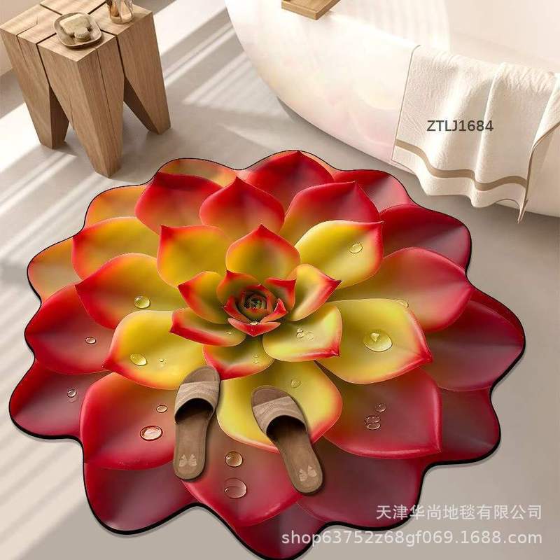 3D立体感硅藻泥地垫多肉植物速干地毯卫生间客厅地毯吸水防滑脚垫|undefined