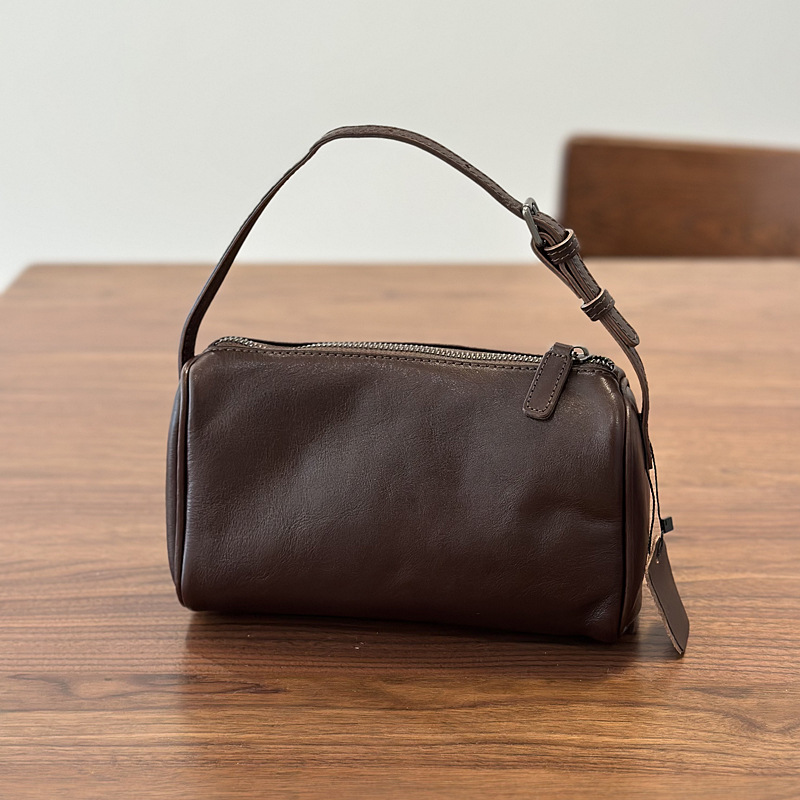 Mini Genuine Leather Square Bag For Women, Vegetable-Tanned Top Grain Cowhide Handbag & Crossbody Bag, 2026 Spring New Arrival Pencil Bag - Thumbnail 8