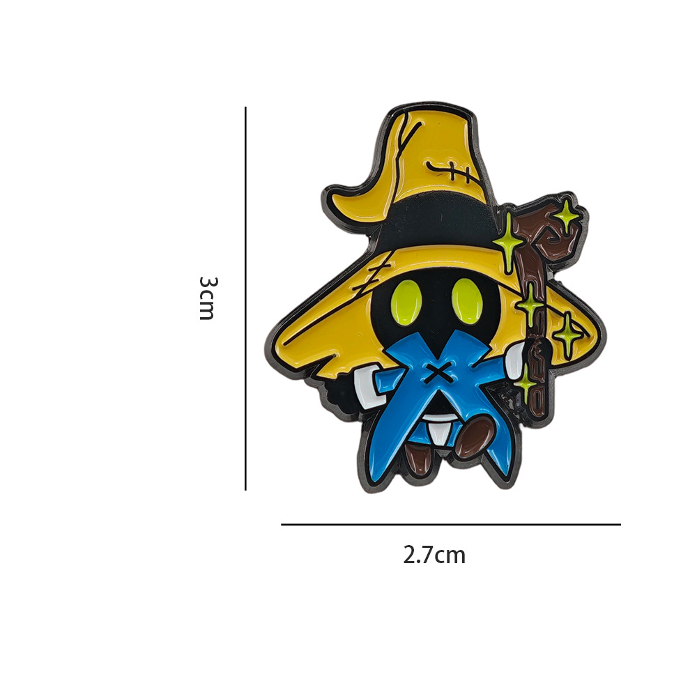 Q-version Vivi Black Magician enamel brooch, Final Fantasy 9 inspired character badge, RPG game accessory