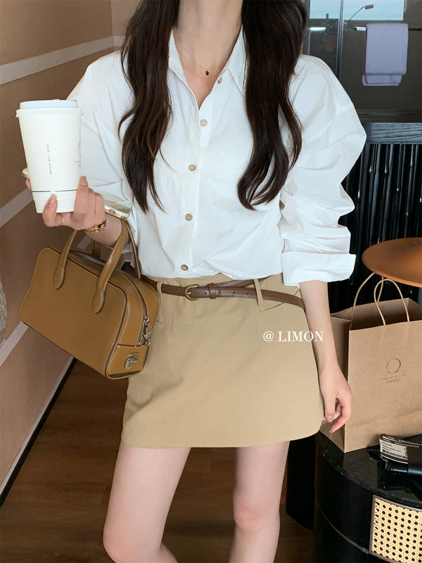 the limon柠檬绿茶秋季韩系休闲百搭显瘦高腰西装A字包臀半身裙女|undefined