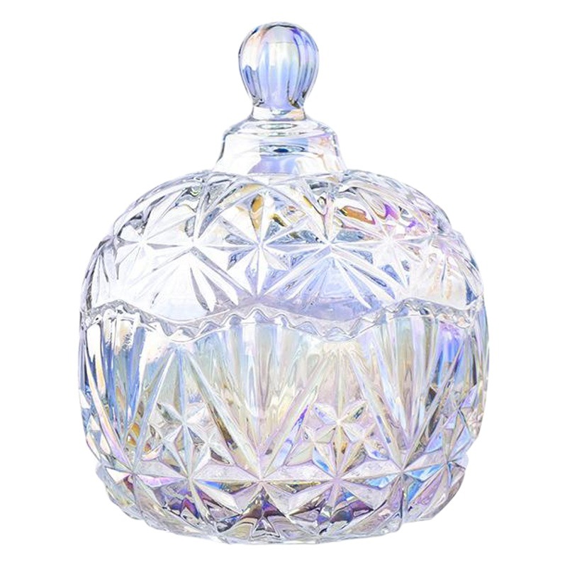 Transparent glass crown starry storage jar candy jar dried fruit jar holiday gift degaussing jewelry box