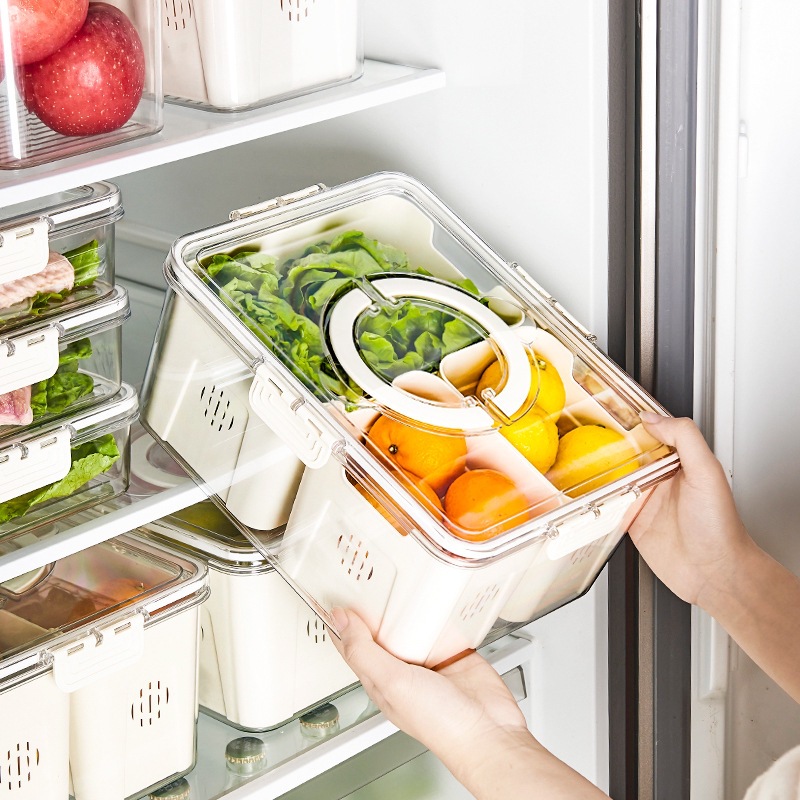 Caja organizadora mágica para almacenamiento, almacenamiento sellado para refrigerador, caja de plástico transparente de calidad alimentaria para el hogar, específica para cocina.