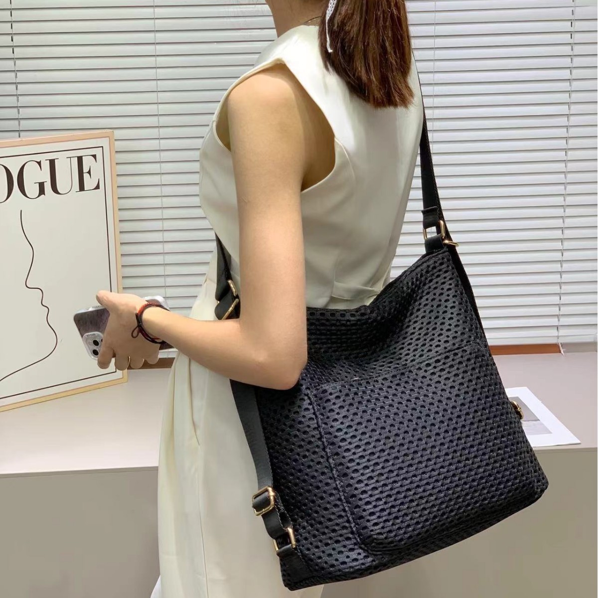 나일론 어깨 가방 유행 메시 대용량 다기능 유행 핸드백 배낭 어깨 가방 크로스 바디 가방 새로운
