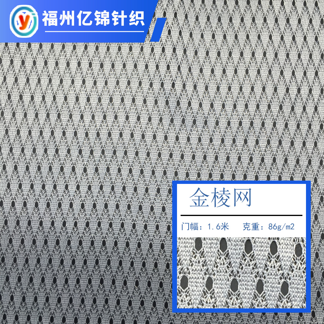 厂家供应全涤纶金棱网  运动服服装家居服羽绒被里料透气背包里布