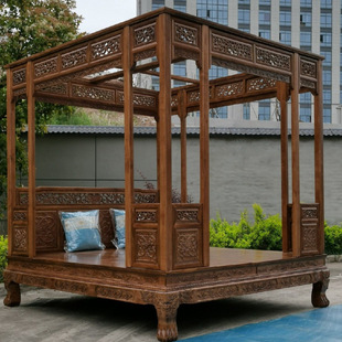 Antique Furniture Solid Wood Double Bed Thousand-Step Bed Step Bed Old-Fashioned Frame Bed Chinese Indonesian Rosewood Bed