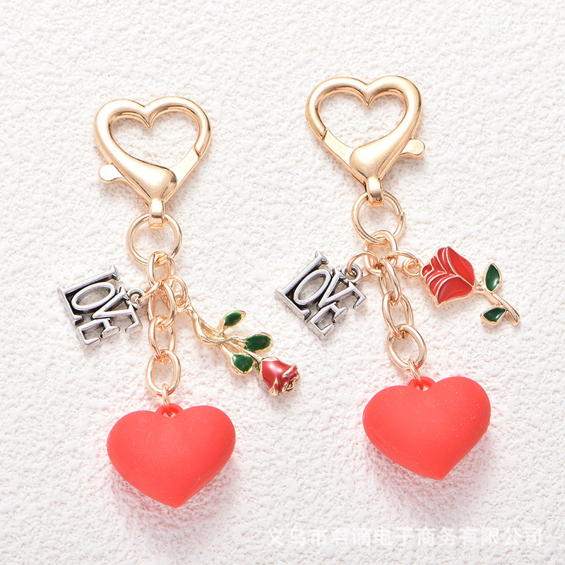 Cross-Border Red Heart-Shaped Cute and Sweet Keychain Clothing Accessory, the Best Gift for Friends and Family Cross-Border Red Heart-Shaped Cute and Sweet Keychain Clothing Accessory, the Best Gift for Friends and Family