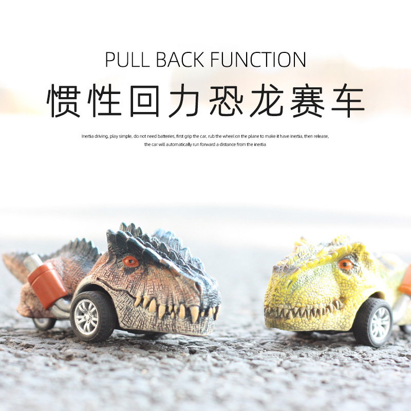 Juguete para niños ciencia y educación dinosaurio modelo cognitivo simulación pintada a mano dinosaurio de carreras todoterreno Tire hacia atrás pequeño juguete de carreras