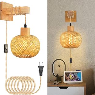 Bamboo Wall Lamp Bamboo Piece Hand-Woven Cross-Border Hot-Selling Lamp Amazon Hot Selling 2.5m Wire Long Home Wall Lamp