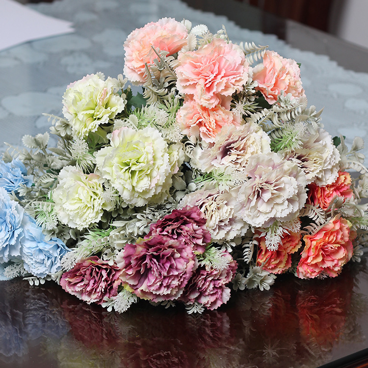Ramos de Claveles, Lirios, Flores de Seda, Plantas de Boda, Plantas Acuáticas, Decoración del Hogar, Decoración de Mesa, Artículos para el Hogar
