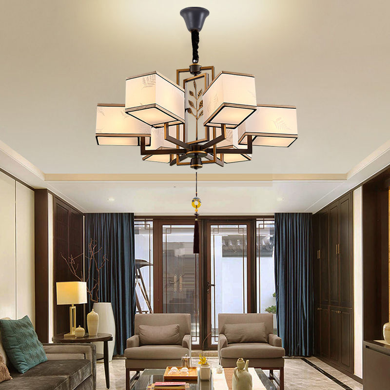 中国风方形吊灯新中式禅意灯饰简约现代客厅餐厅书房茶室灯