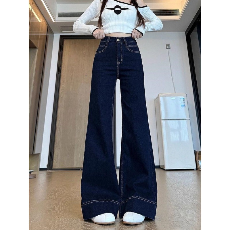 Dark Blue Petite Flared Jeans for Women 2026 New Versatile High-Waisted Loose Slimming Straight-Leg Bootcut Pants for Women Dark Blue Petite Flared Jeans for Women 2026 New Versatile High-Waisted Loose Slimming Straight-Leg Bootcut Pants for Women