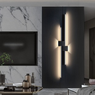 Simple Modern Sofa Living Room TV Background Wall Decorative Wooden Grille Bedroom Bedside Strip Long Wall Lamp
