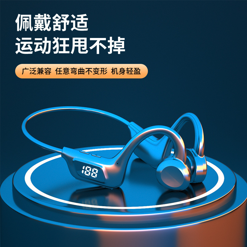 Transfronterizo nuevo VG06 auricular Bluetooth inalámbrico LED pantalla digital de potencia montado en el oído Deportes Concepto de conducción ósea