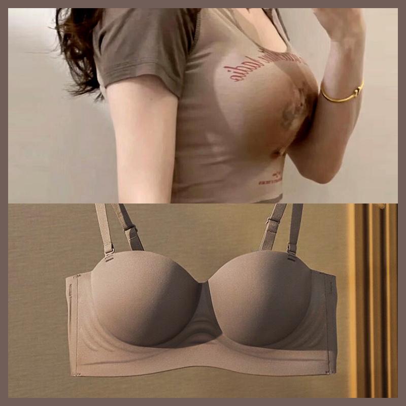 Yi Che Flagship Store Intimates, Small Breasts, Half Cup Push-Up, Seamless Tube Top, No Rims, Women's Bra, Cotton and Others