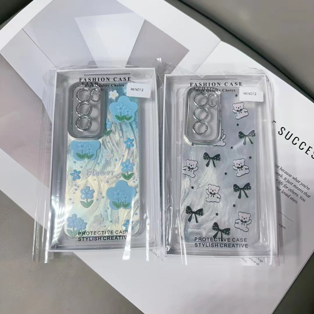 Fine Hole Feather Yarn Suitable for Oppo Reno15 Phone Case A5 A6 Xiaomi 17Pro Cartoon Glitter Trendy Protective Cover