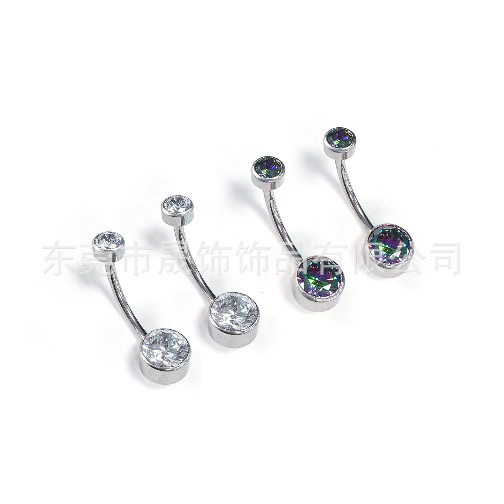 F136 Titanium Alloy 圆柱包 Cubic Zirconia Navel Ring G23 Titanium 内牙圆 包 Diamond Navel Ring Piercing Jewelry 厂家