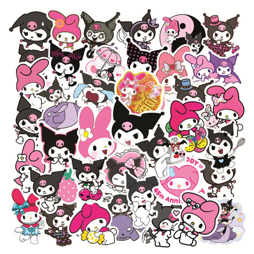 50 cartoon Sanrio posters for computers, smartphones, mugs, and pull-along suitcases, waterproof droplet gel graffiti stickers