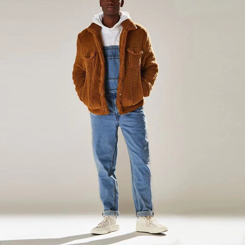 Man's clothing Street hipster solid color suspenders high-waisted men's jeans_viptrois.com