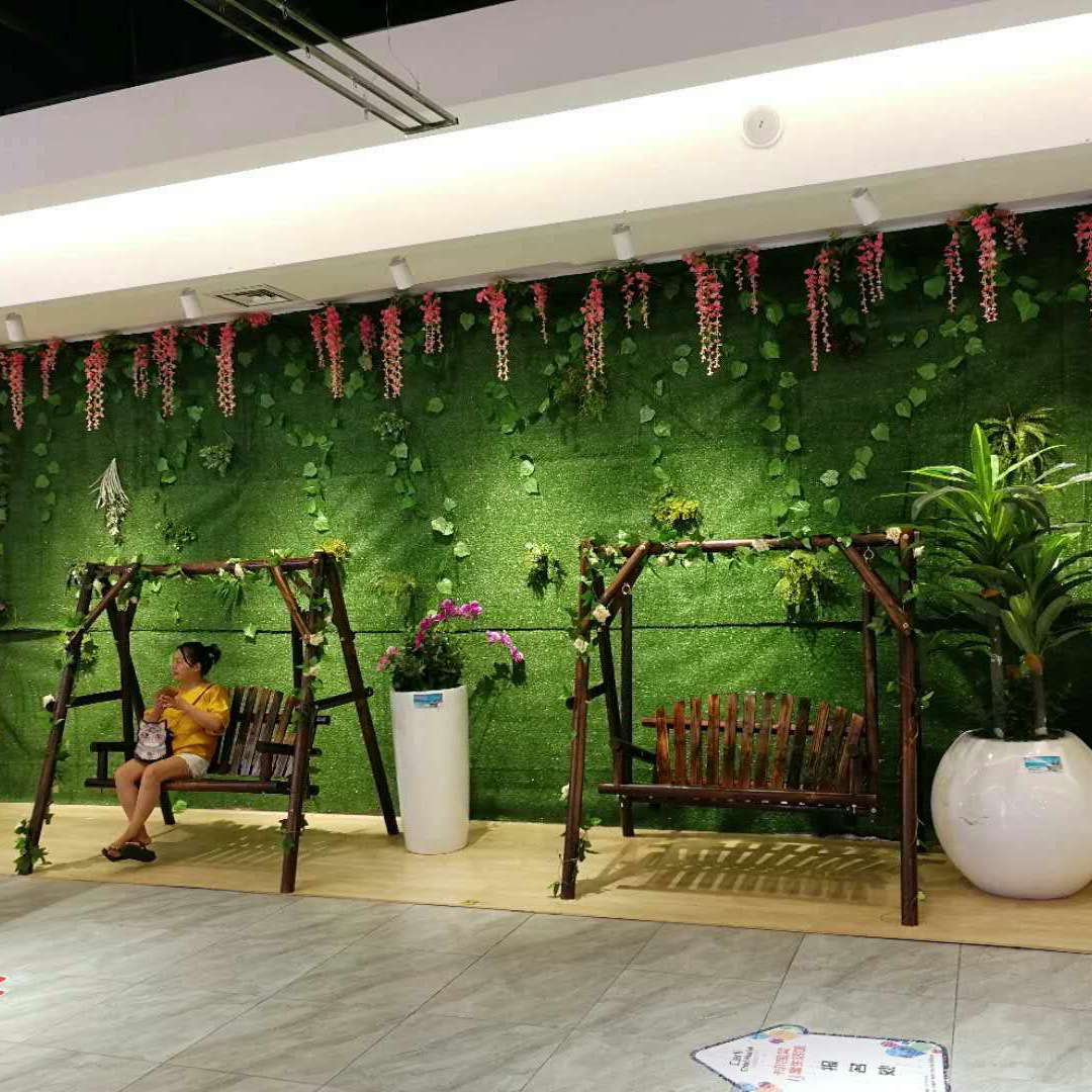 Pared de planta de simulación retardante de llama paisajismo interior y exterior pared decorativa de planta verde canal de partición de eucalipto pared de planta artificial