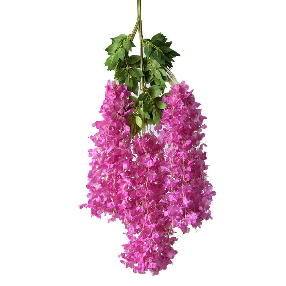 Simulación flor de glicina de 6 hojas flor falsa flor de techo violeta flor de boda de glicina decoración de flores de ratán decoración de flores vid