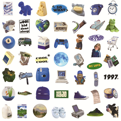 50 pieces of blue stickers ins style electric car luggage laptop cup waterproof decorative hand account epoxy stickers