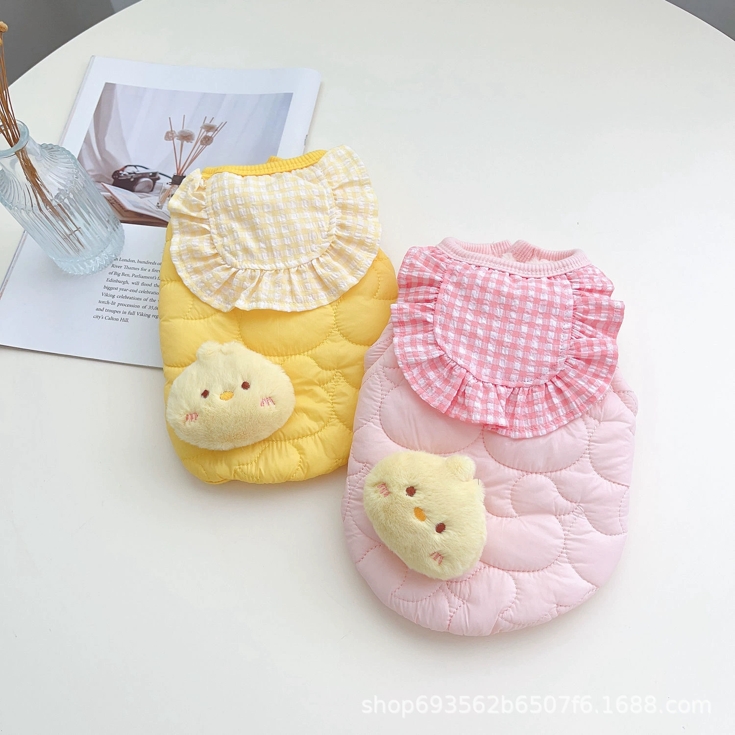 Мягкий милый утенок домашняя одежда собака осень зима новый Тедди Биби медведь теплая кошка жилет