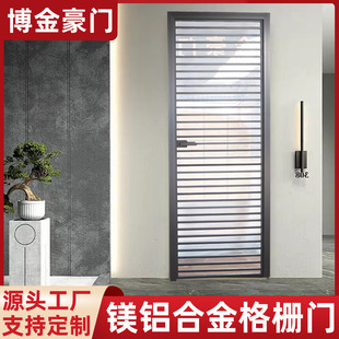 格栅门铝合金格栅轻奢装饰门现代钛镁极窄隔断阳台卧室卫生间厂家-阿里巴巴