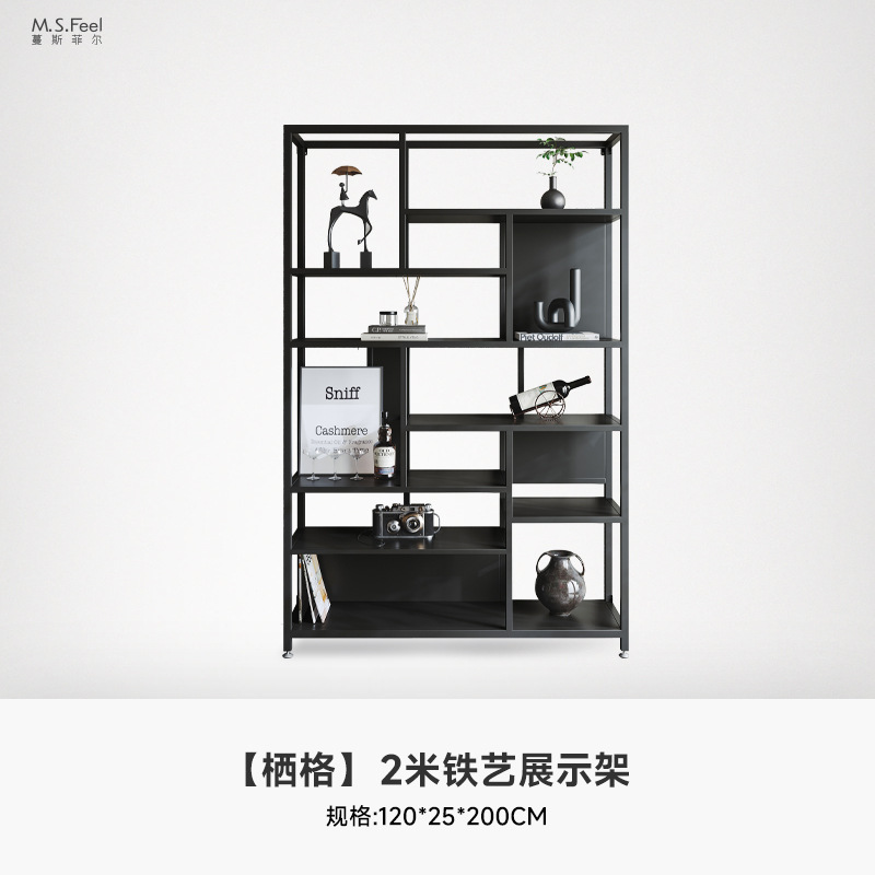 Estante de metal ligero de lujo estante de piso doméstico estante de escritorio estante de decoración de partición estante de exhibición creativa multicapa