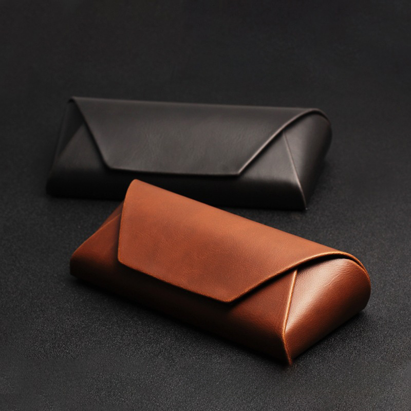 Glasses Case High-End Handmade Leather Brown Leather Enlarged Retro Literary Magnetic Myopia Sunglasses Sunglasses Box Glasses Case High-End Handmade Leather Brown Leather Enlarged Retro Literary Magnetic Myopia Sunglasses Sunglasses Box