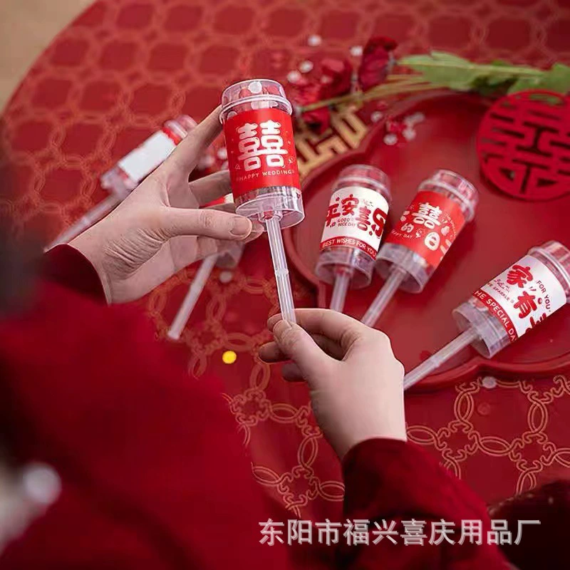 Свадебные принадлежности Свадебный ручной Салют Свадебный ручной пуш-спрей Цветочный сосуд День рождения Ручной винт Цветочный сосуд Ручной тянуть пушку Push Music