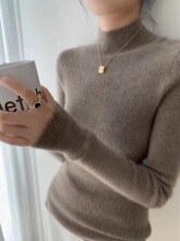 一线成衣半高领羊绒衫女山羊绒修身显瘦薄款针织衫秋冬打底毛衣