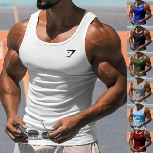 2025 European and American Summer Fitness Sports Training Vest Men's Amazon Solid Color Men's Thin I-shaped Vest Men's
