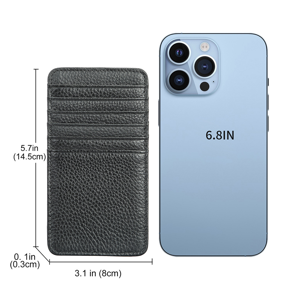 Ví card holder da bò thật nhiều ngăn, siêu mỏng gọn nhẹ — Màu đen, Cà phê, Màu nâu