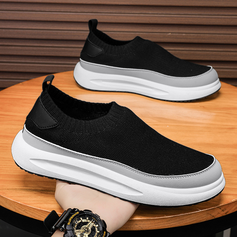 2025 Feiwei Men's Shoes, Trbottomy Socks, Summer Cloth Shoes, Breathable Thick-Soled Lazy Shoes, Increased Casual Slip-Ons