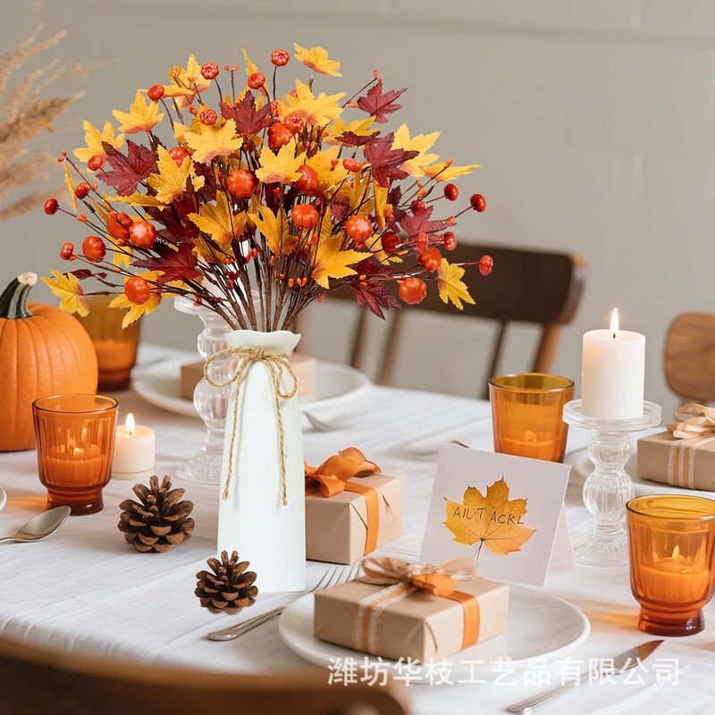 Amazon Artificial Autumn Pumpkin Branches for Living Room Flower Arrangements, Decorative Bundles for Table Centerpieces, Artificial Pumpkin Flowers