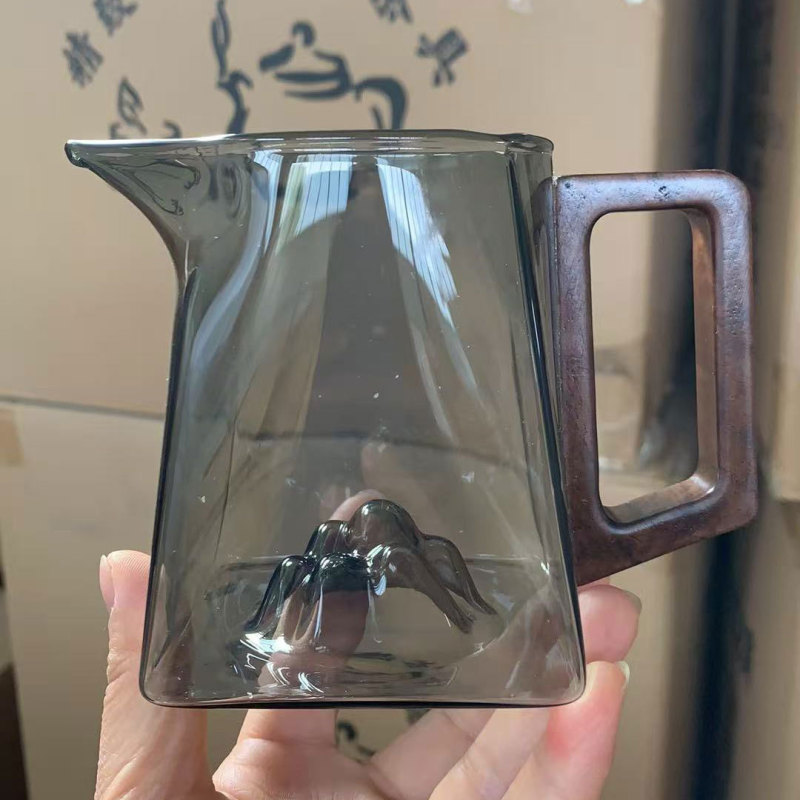 厚い公道カップ高級ガラス公道カップグラス分茶器漏れフィルタ付き耐熱観山カップ|undefined