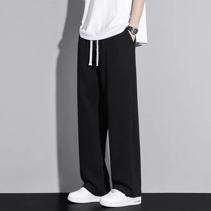 Брюки Мужские 2024 Осень Лето Тонкие сплошные цветные брюки Мужские тенденции Свободные дикие прямые брюки Широкие брюки