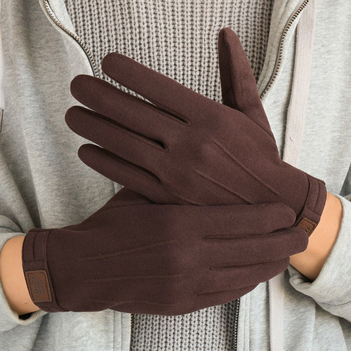 New Men's Winter Fleece Lined Warmth Han Style Windproof and Cold-Proof Touch Screen Riding Driving Factory Wholesale