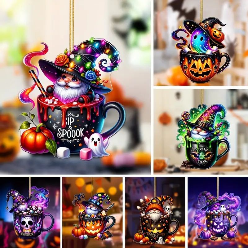 Nuevos productos transfronterizos de Halloween caramelo esqueleto automóvil decoración colgante accesorios de llave colgante soporte fijo