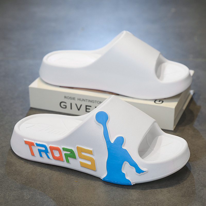 Slippers Men's Summer Basketball Sports Dormitory Home Wear One-Word Slides Non-Slip Bathroom Eva Wear-Resistant Slippers