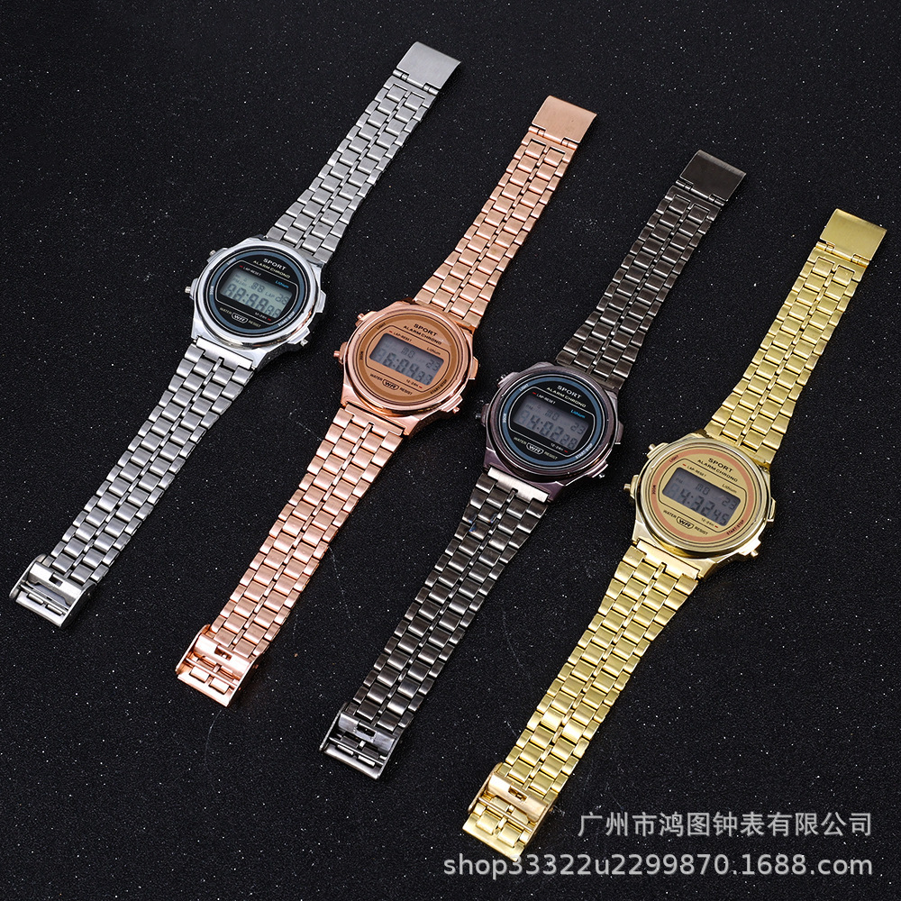 Comercio exterior caliente LED reloj electrónico WR F91W correa de acero A159 nueva Ronda reloj de moda multifuncional reloj electrónico