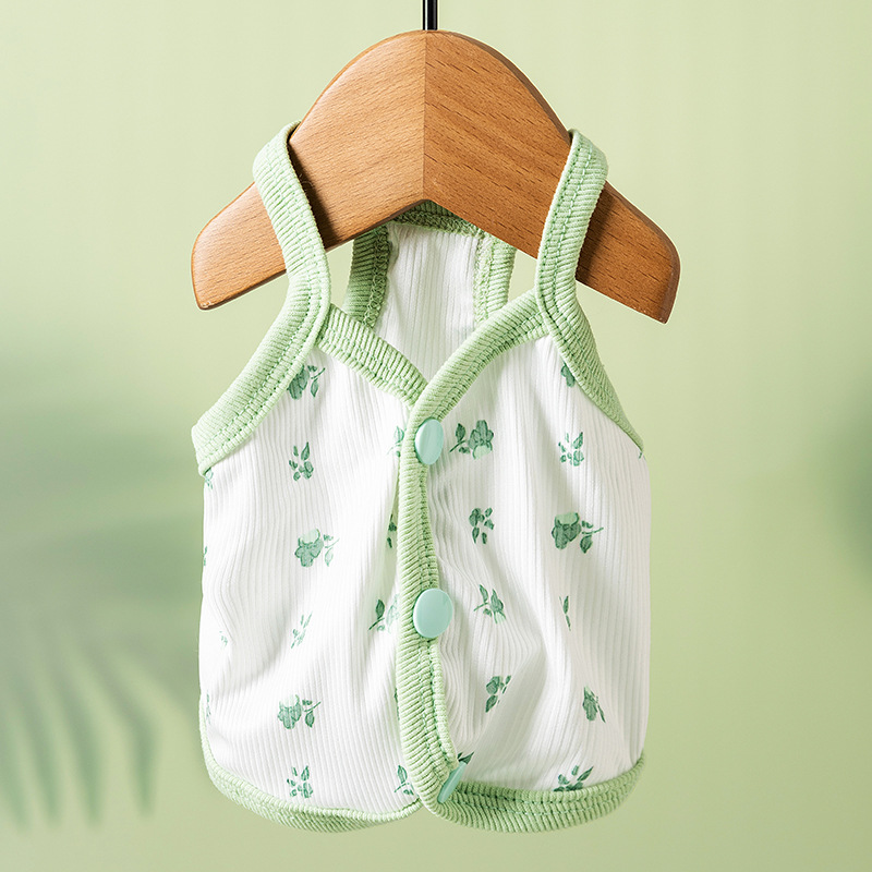 Primavera y verano gatos lindos transpirables delgados claras pequeñas flores de cabina perros Teddy perros pequeños mascotas ropa de gato