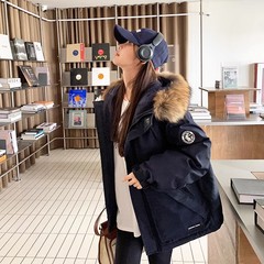 2025冬毛领派克羽绒服女宽松小个子工装外套新国标90绒貉子毛领